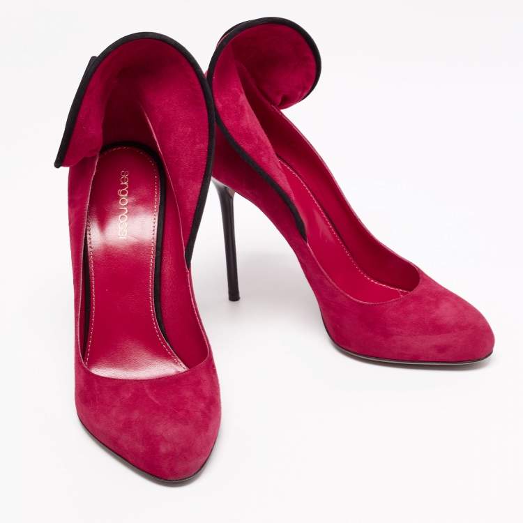 Pre Owned Sergio Rossi Pink Suede Swirl Pumps Size 40