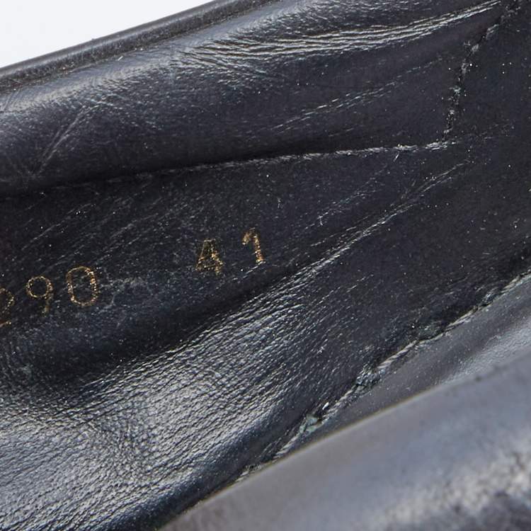 Pre Owned Sergio Rossi Black/Gold Leather Metal logo Plate Leather Addict Sneakers Size 41