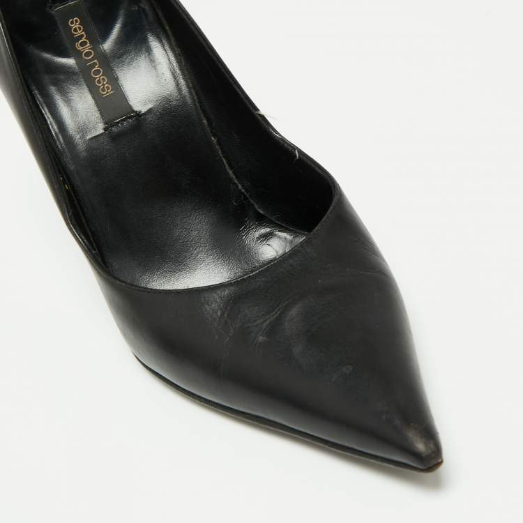 Pre Owned Sergio Rossi Black Leather Pointed Toe Pumps Size 39