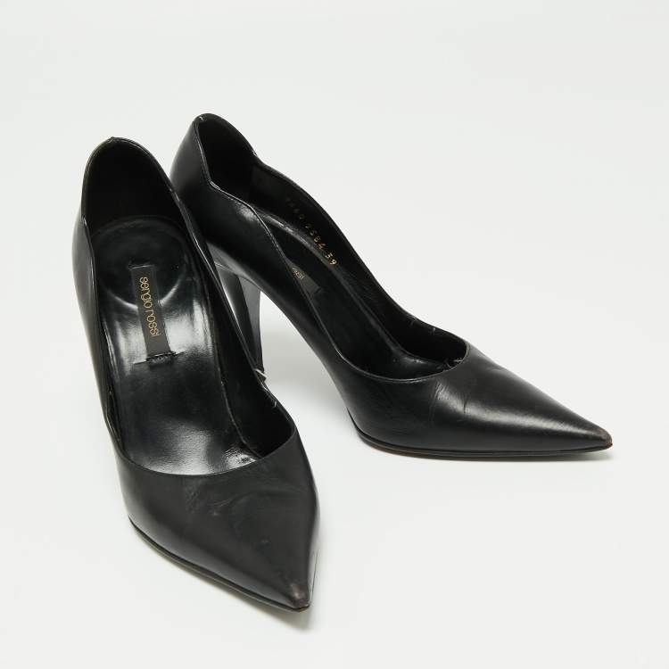Pre Owned Sergio Rossi Black Leather Pointed Toe Pumps Size 39