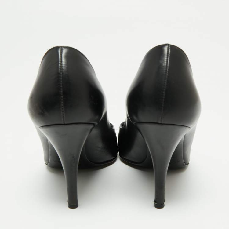Pre Owned Sergio Rossi Black Leather Pointed Toe Pumps Size 39
