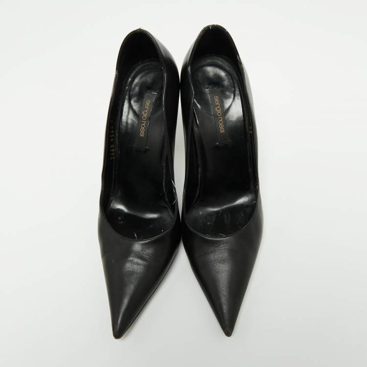 Pre Owned Sergio Rossi Black Leather Pointed Toe Pumps Size 39