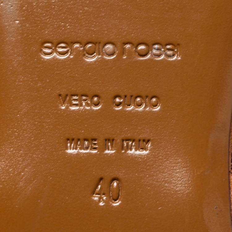 Pre Owned Sergio Rossi Brown Leather And Suede Ankle Strap Flats Size 40