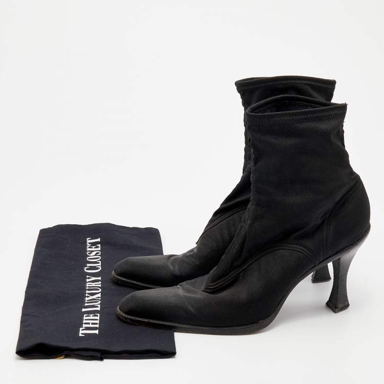 Pre Owned Sergio Rossi Black Spandex Ankle Length Boots Size 39