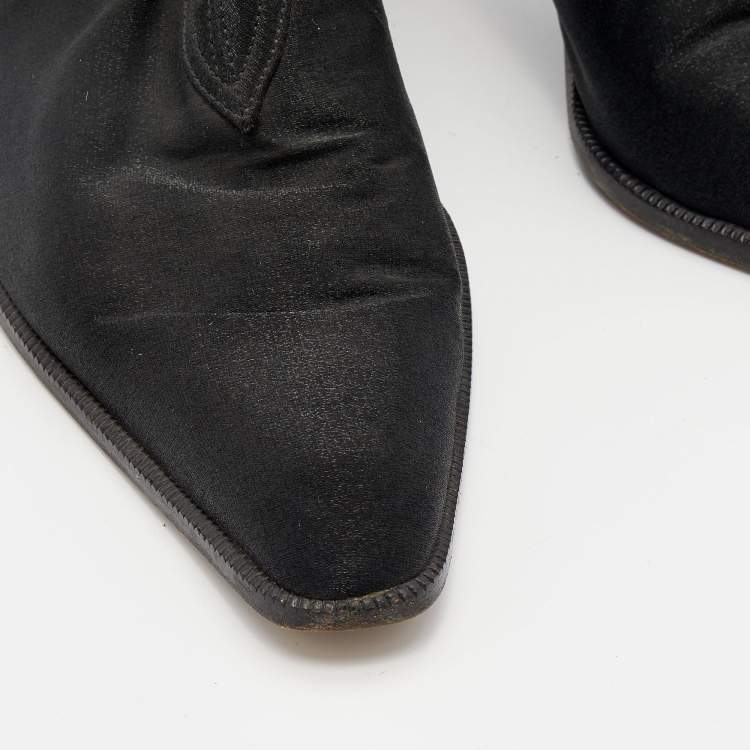 Pre Owned Sergio Rossi Black Spandex Ankle Length Boots Size 39