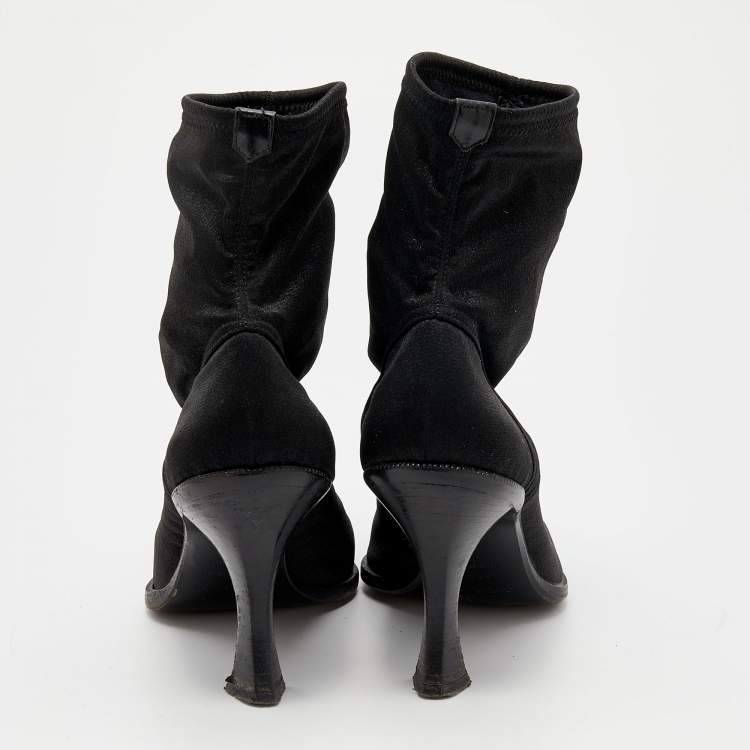 Pre Owned Sergio Rossi Black Spandex Ankle Length Boots Size 39