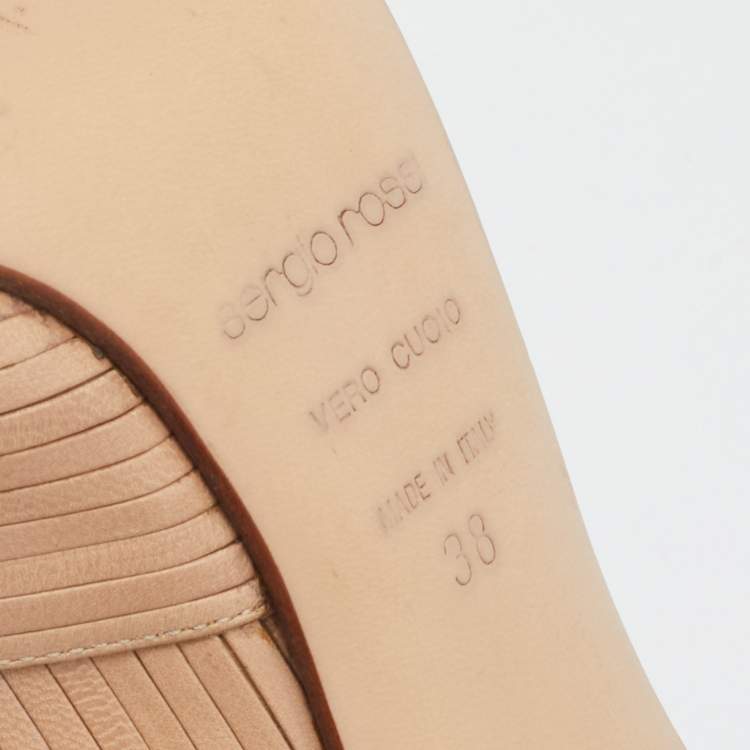 Pre Owned Sergio Rossi Beige Leather Pointed Toe Slingback Sandals Size 38