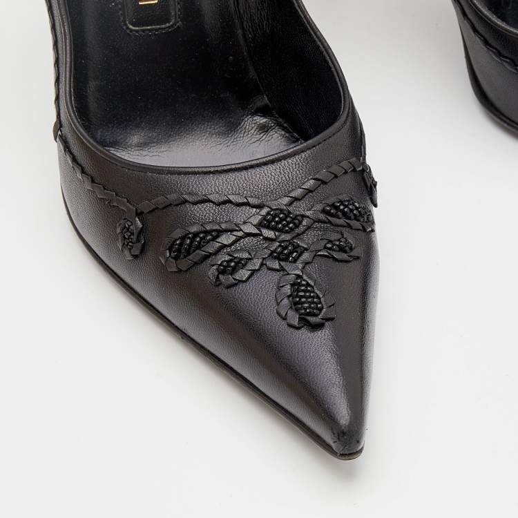 Pre Owned Sergio Rossi Black Leather Pointed Toe Pumps Size 35.5