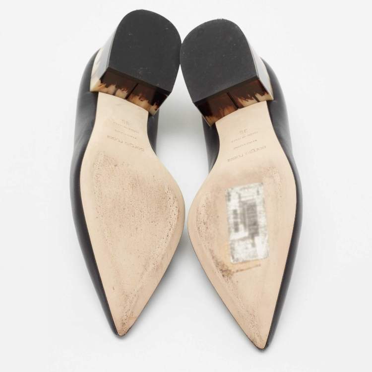 مملوك�ة مسبقًا Sergio Rossi Black Leather Block Heel Pumps Size 36 