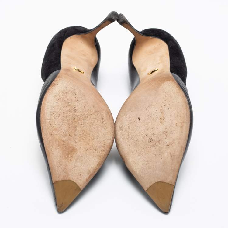 Pre Owned Sergio Rossi Black Suede And Leather Pointed Toe Pumps Size 39