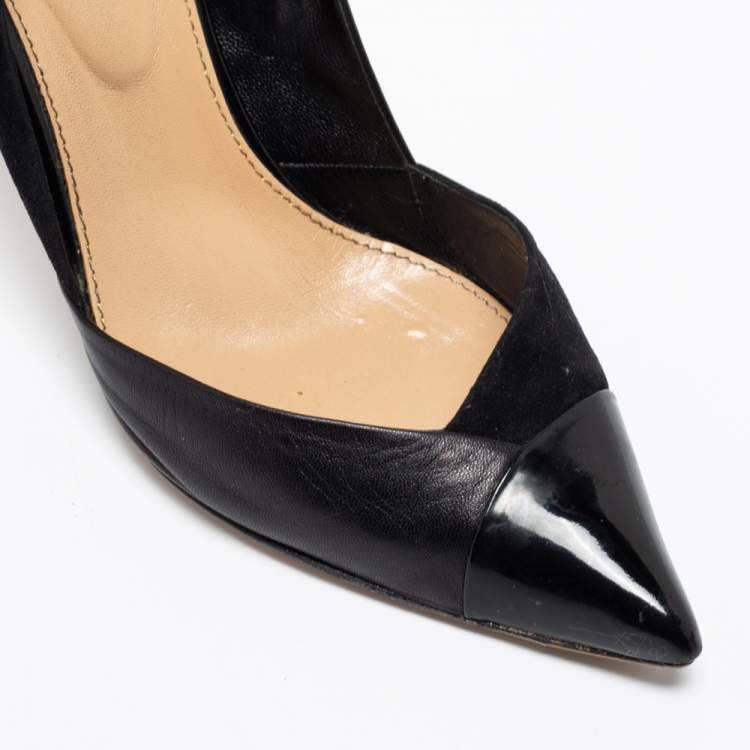 Pre Owned Sergio Rossi Black Suede And Leather Pointed Toe Pumps Size 39