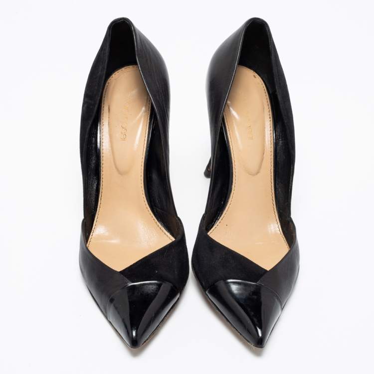 Pre Owned Sergio Rossi Black Suede And Leather Pointed Toe Pumps Size 39