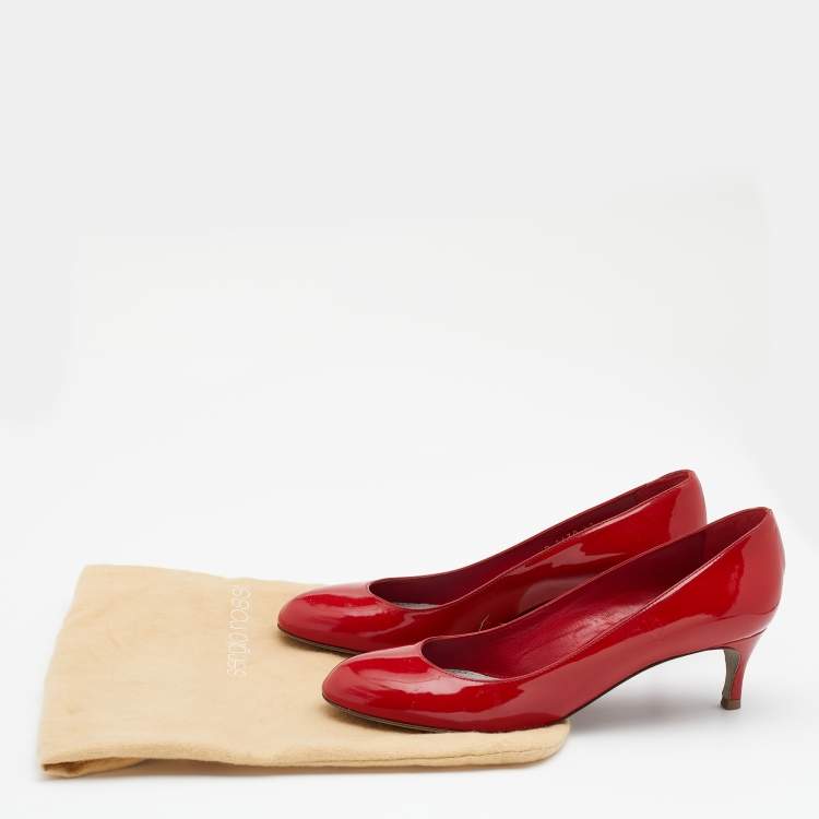 Pre Owned Sergio Rossi Red Patent Leather Pumps Size 37