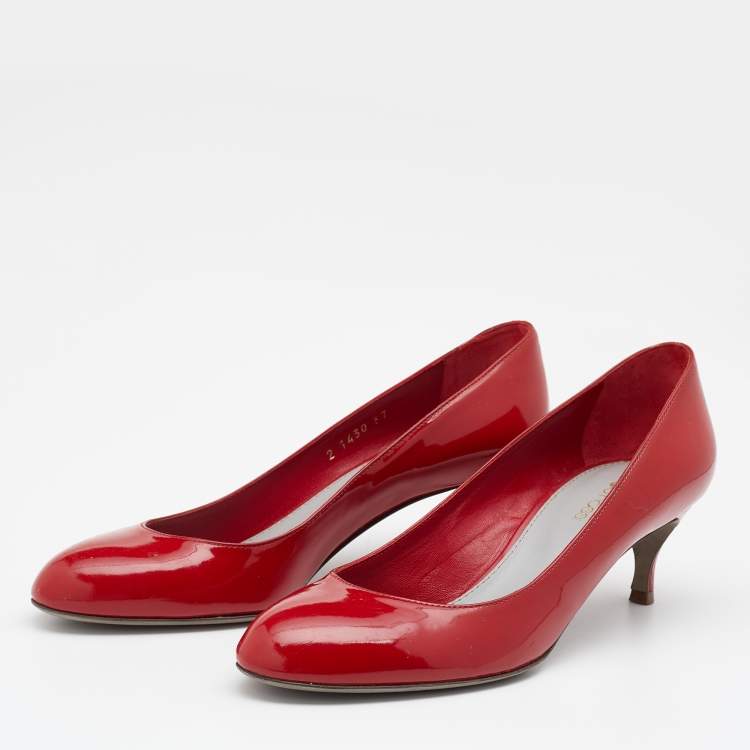 Pre Owned Sergio Rossi Red Patent Leather Pumps Size 37