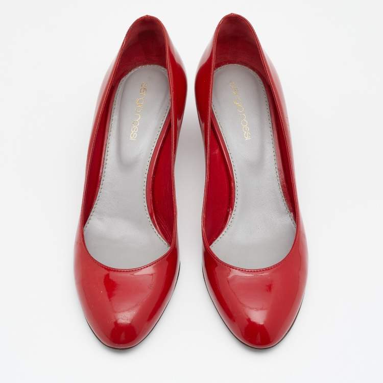 Pre Owned Sergio Rossi Red Patent Leather Pumps Size 37