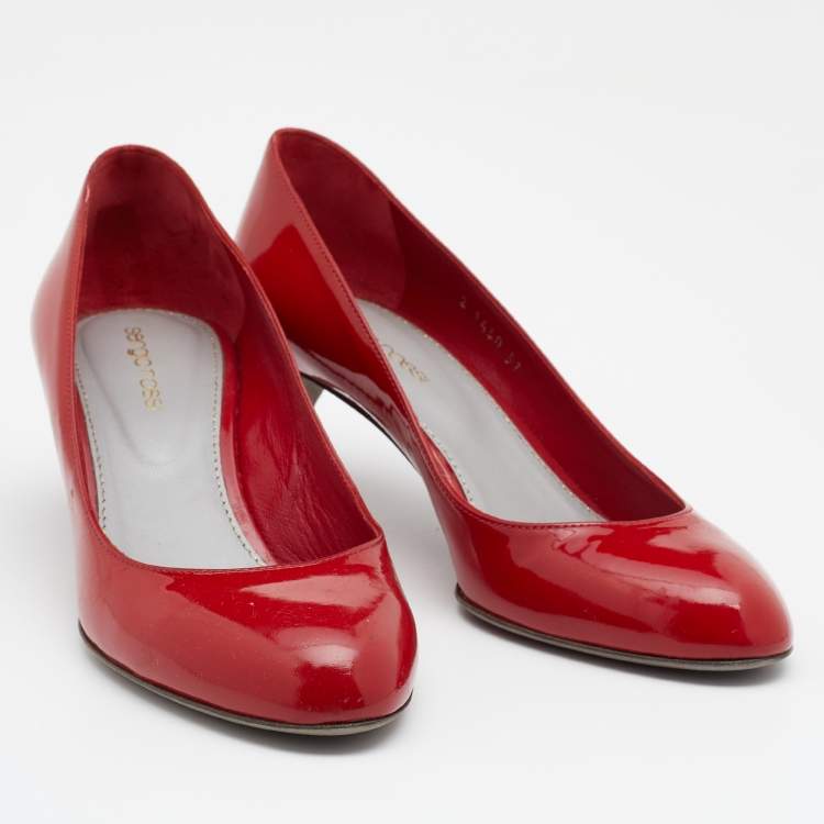Pre Owned Sergio Rossi Red Patent Leather Pumps Size 37