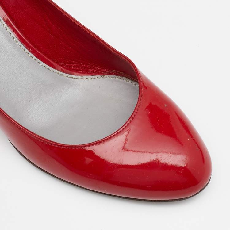 Pre Owned Sergio Rossi Red Patent Leather Pumps Size 37