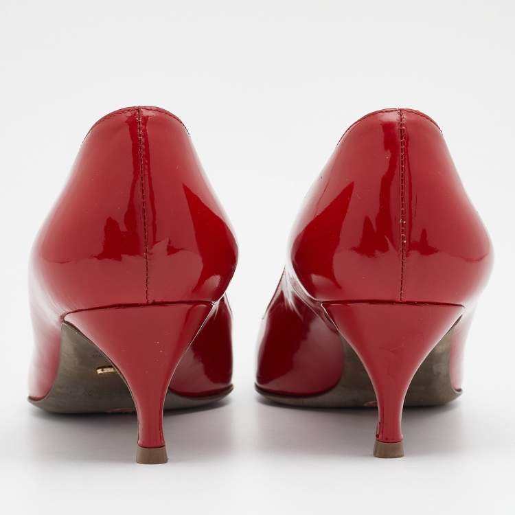 Pre Owned Sergio Rossi Red Patent Leather Pumps Size 37