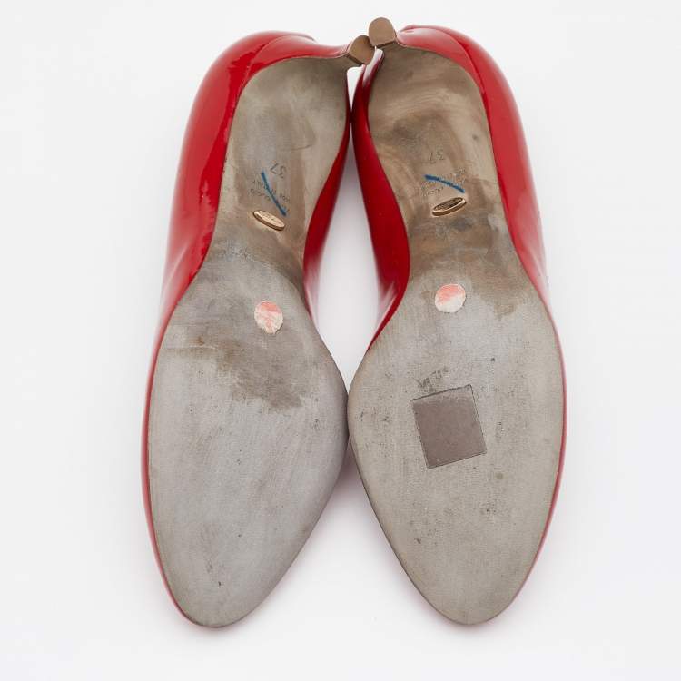 Pre Owned Sergio Rossi Red Patent Leather Pumps Size 37
