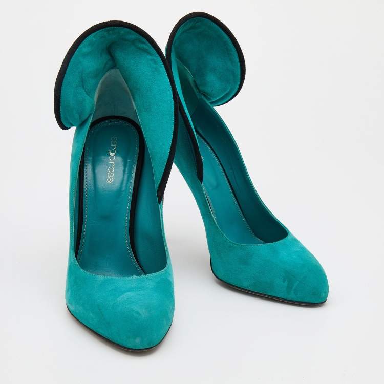 مملوكة مسبقًا Sergio Rossi Turquoise Suede Swirl Detail Pumps Size 40
