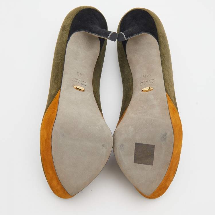Pre Owned Sergio Rossi Multicolor Suede Cachet Platform Pumps Size 40