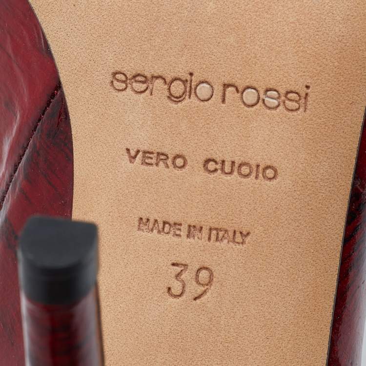 Pre Owned Sergio Rossi Red Eel Leather Peep Toe Pumps Size 39