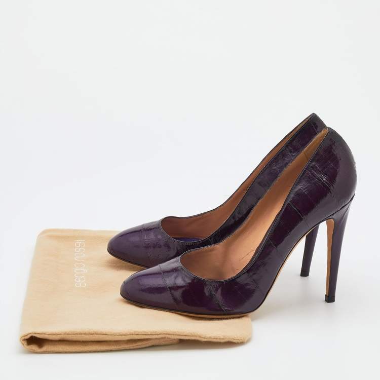 Pre Owned Sergio Rossi Purple Eel Leather Round Toe  Pumps Size 39