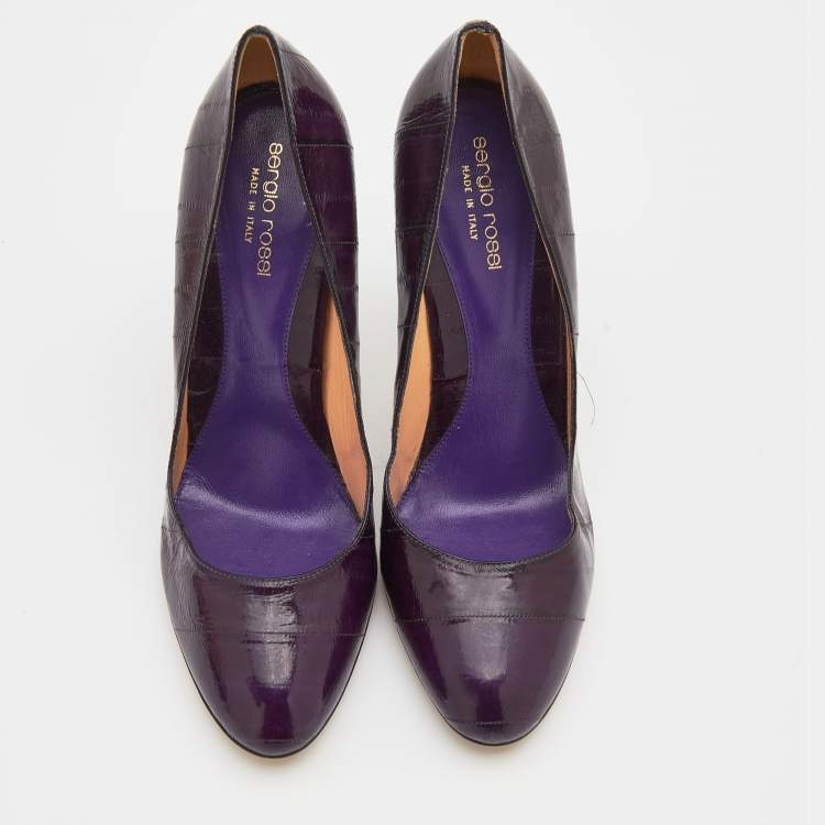 Pre Owned Sergio Rossi Purple Eel Leather Round Toe  Pumps Size 39