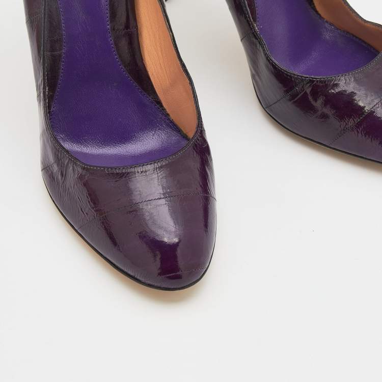 Pre Owned Sergio Rossi Purple Eel Leather Round Toe  Pumps Size 39