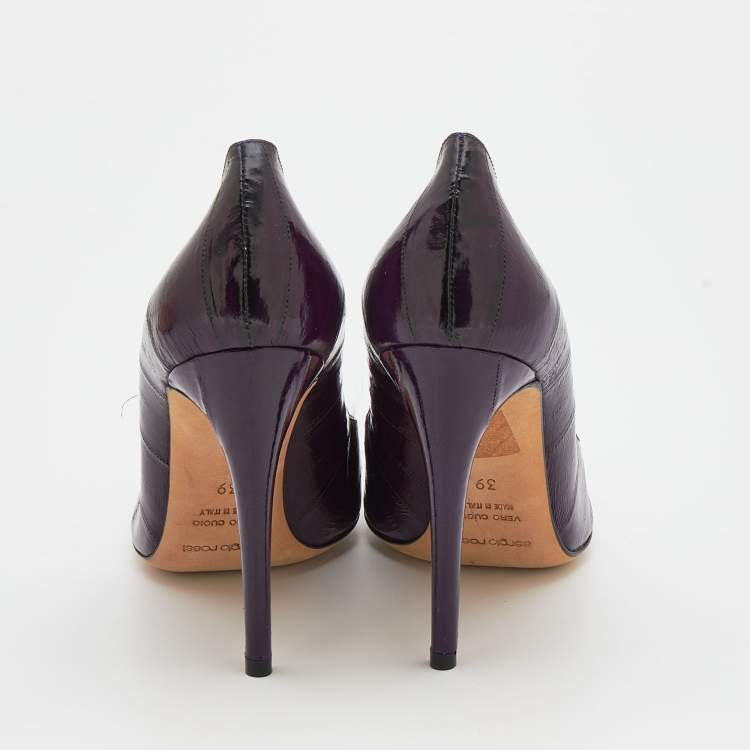 Pre Owned Sergio Rossi Purple Eel Leather Round Toe  Pumps Size 39