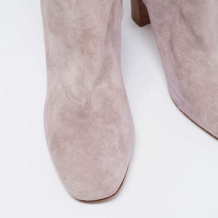 Pre Owned Sergio Rossi Light Purple Suede Knee Length Boots Size 41