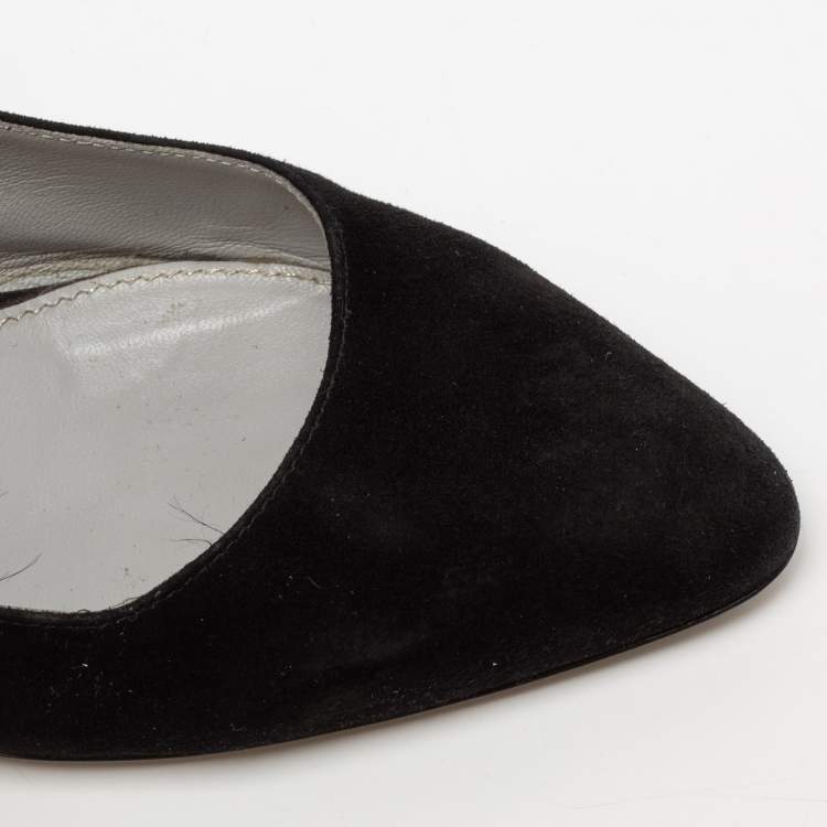 Pre Owned Sergio Rossi Black Suede Slingback Sandals Size 38