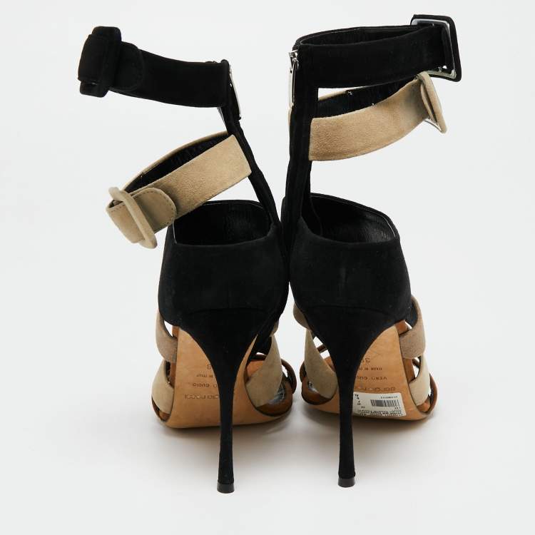 Pre Owned Sergio Rossi Multicolor Suede Baobab Strappy Sandals Size 38