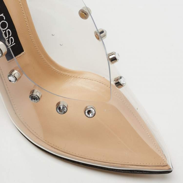 Pre Owned Sergio Rossi Transparent PVC Studded Slingback Pumps Size 40