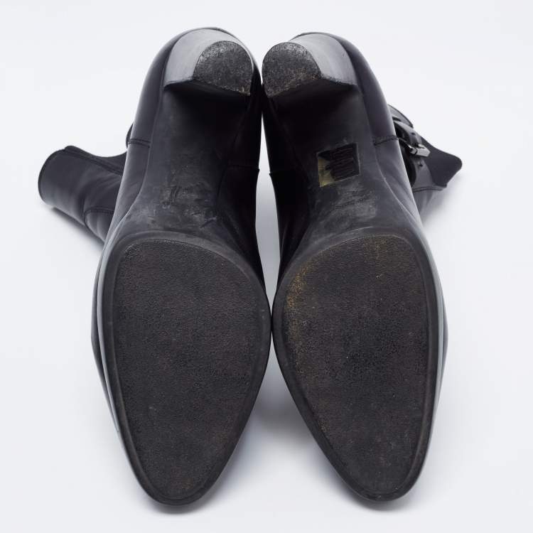 Pre Owned Sergio Rossi Black Leather Ankle Boots Size 41