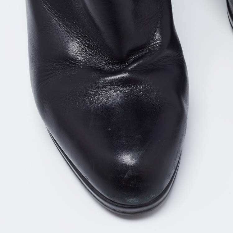 Pre Owned Sergio Rossi Black Leather Ankle Boots Size 41