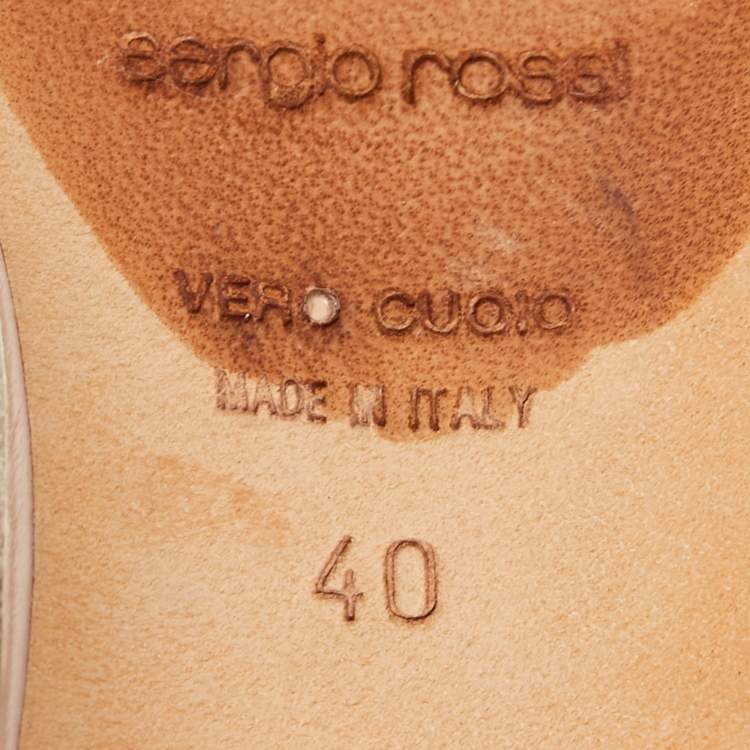 Pre Owned Sergio Rossi Gold Leather Knot Detail Open Toe Sandals Size  40