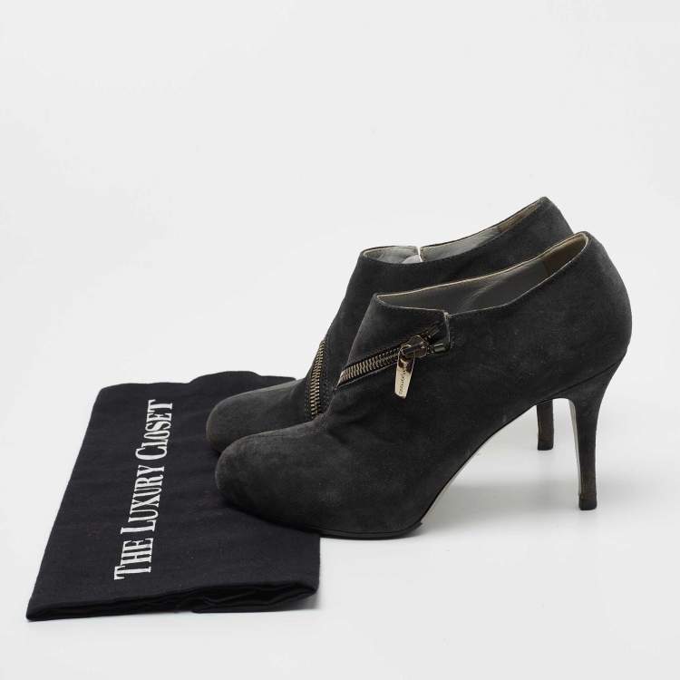 Pre Owned Sergio Rossi Grey Suede Ankle Boots Size 37