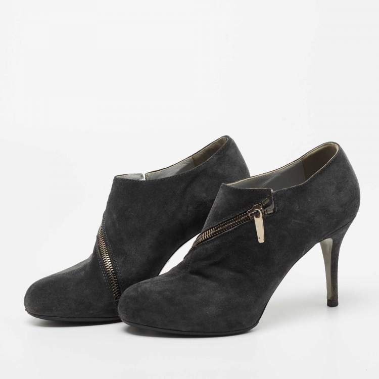 Pre Owned Sergio Rossi Grey Suede Ankle Boots Size 37