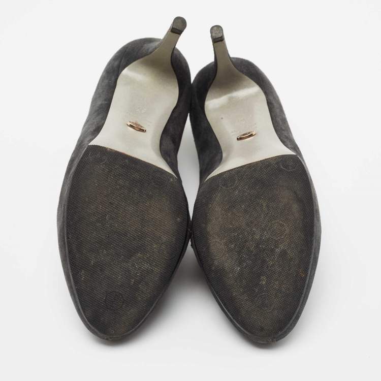Pre Owned Sergio Rossi Grey Suede Ankle Boots Size 37