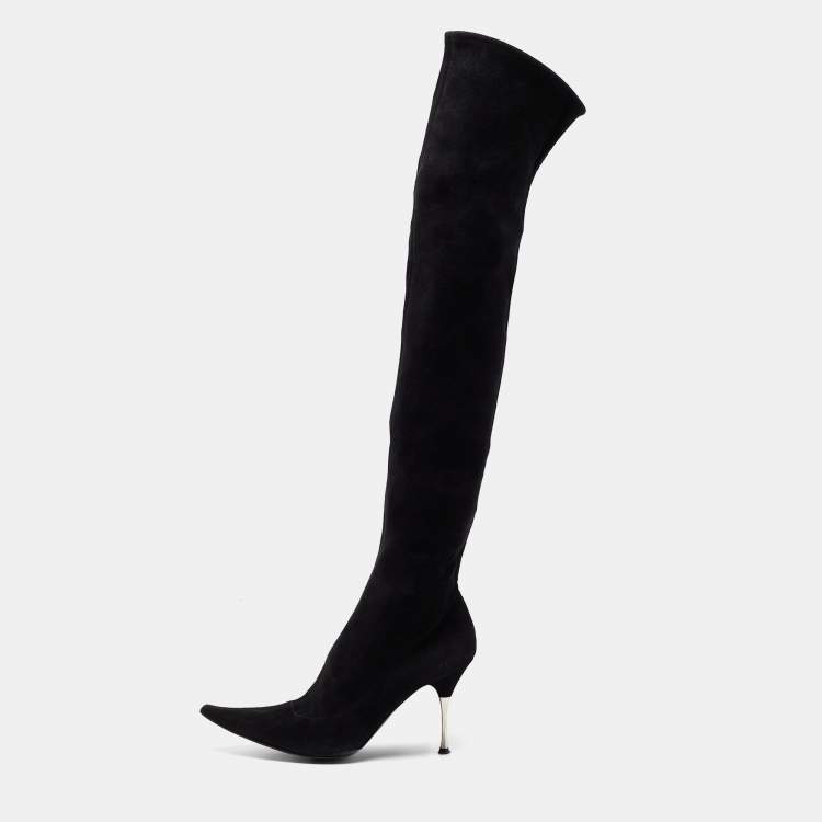 Sergio Rossi Black Suede Thigh High Boots Size 41 Sergio Rossi | The Luxury  Closet