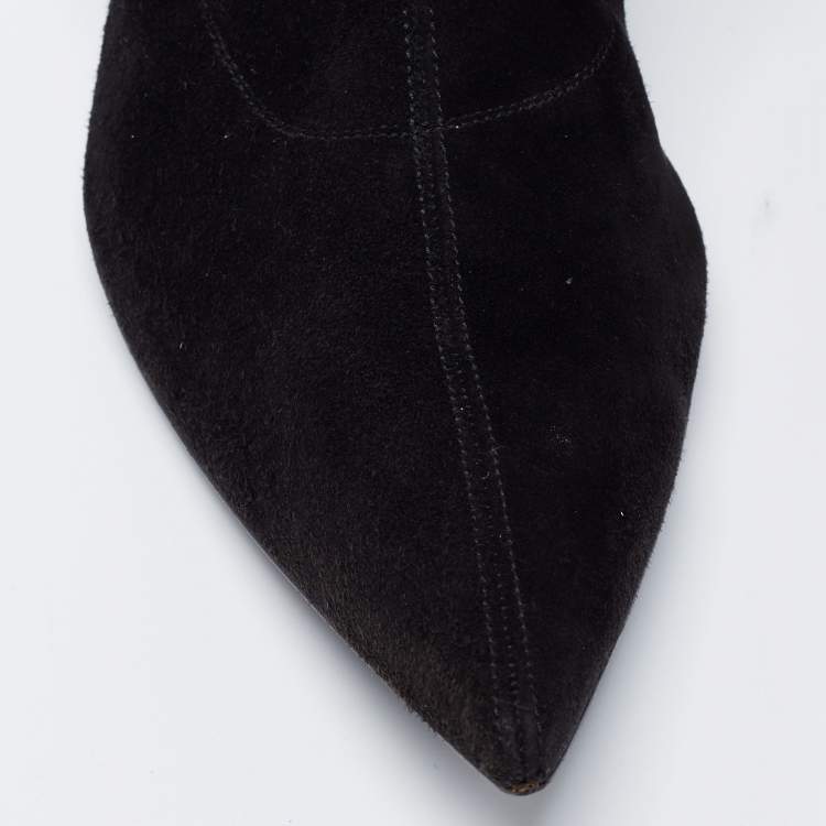 Pre Owned Sergio Rossi Black Suede Thigh High Boots Size 41