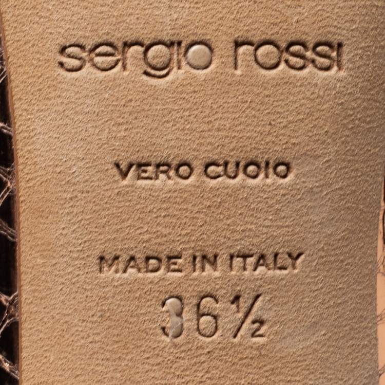 مملوكة مسبقًا Sergio Rossi Rose Gold Python Embossed Leather Pointed Toe Pumps Size 36.5