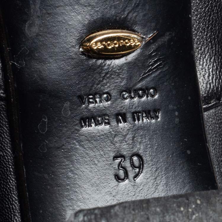 Pre Owned Sergio Rossi Black Leather Mid Calf Boots Size 39