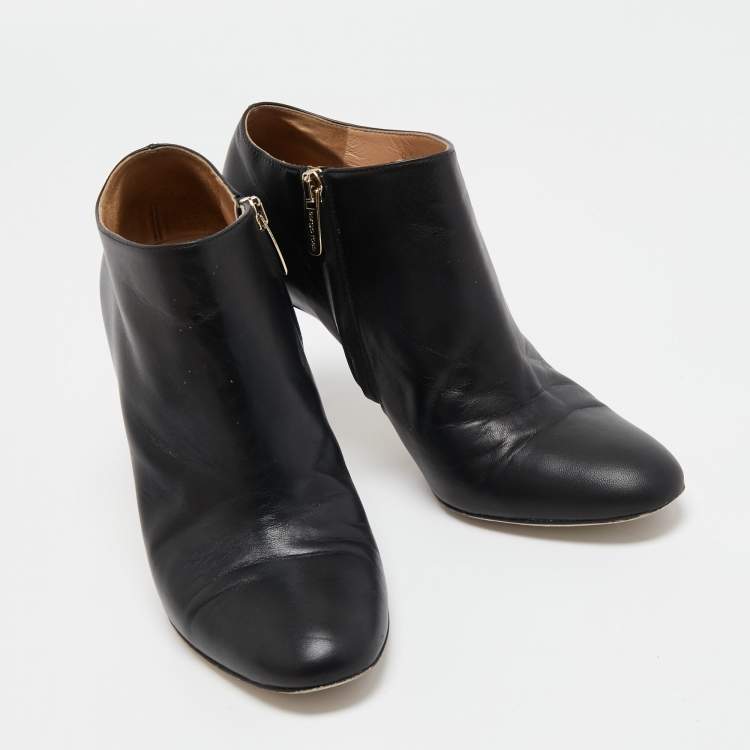 Pre Owned Sergio Rossi Black Leather Booties Size 37