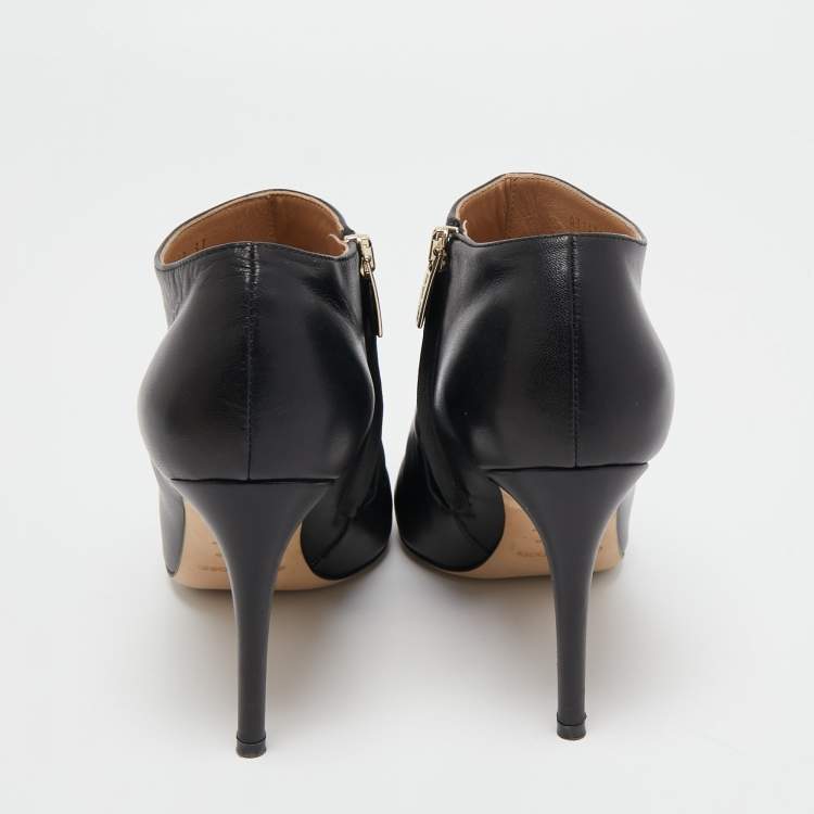 Pre Owned Sergio Rossi Black Leather Booties Size 37