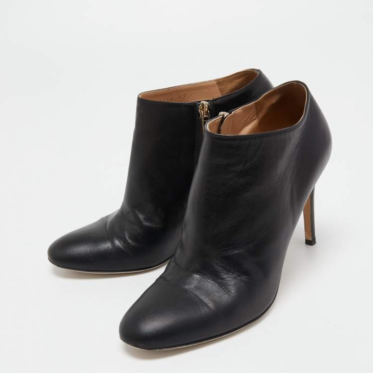 Pre Owned Sergio Rossi Black Leather Booties Size 37