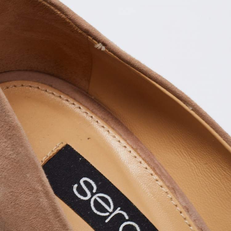 مملوكة مسبقًا Sergio Rossi Beige Suede SR1 Pointed Toe Pumps Size 37