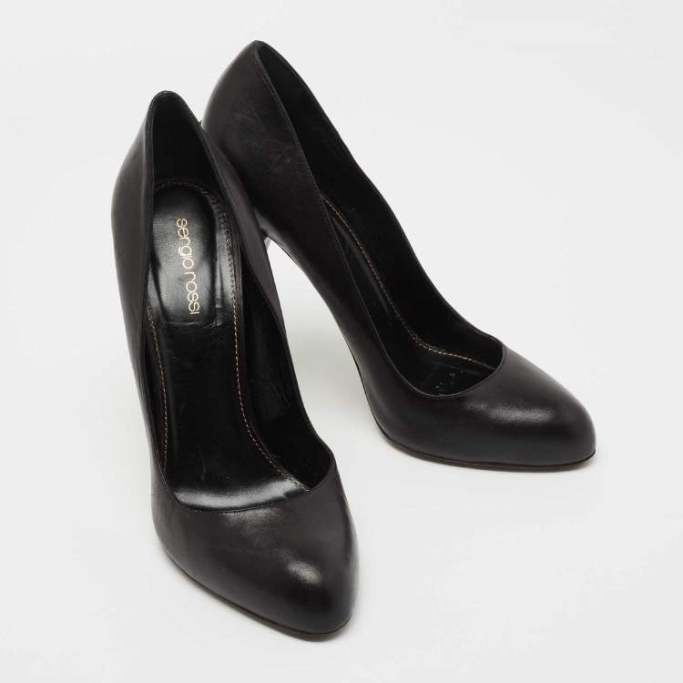 Pre Owned Sergio Rossi Black Leather Studded Heel Pumps Size 41