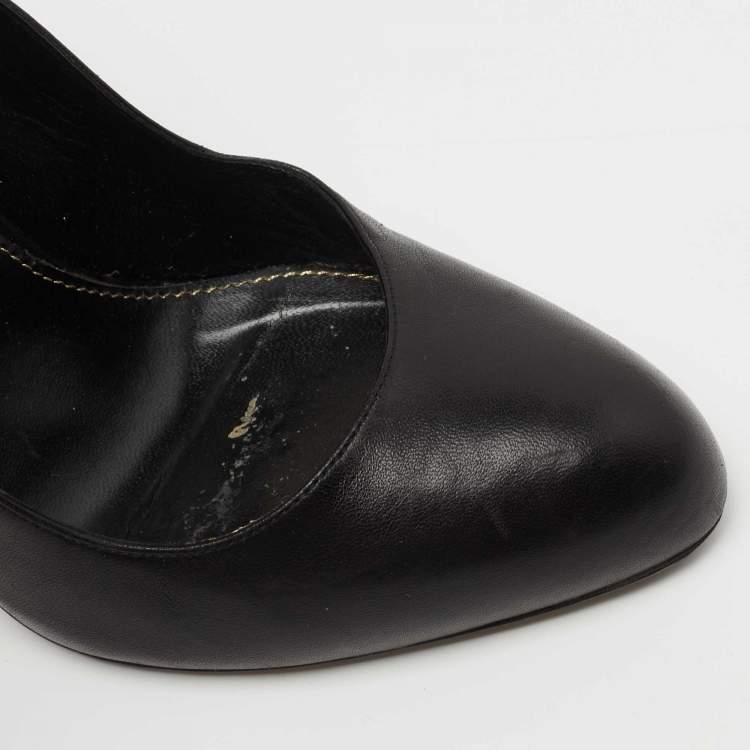 Pre Owned Sergio Rossi Black Leather Studded Heel Pumps Size 41